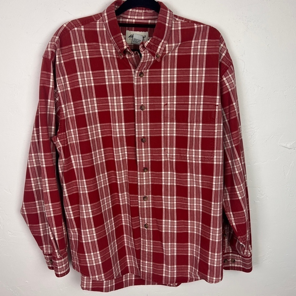 Eddie Bauer plaid casual button up shirt size large